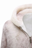 Manteau à capuche zippé en fausse fourrure ivoire pour homme