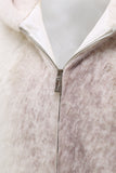 Manteau à capuche zippé en fausse fourrure ivoire pour homme
