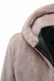 Manteau d’hiver à capuche en molleton zippé kaki pour homme