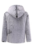 Manteau Midi Gris à Capuche Shearling Homme