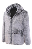Manteau Midi Gris à Capuche Shearling Homme