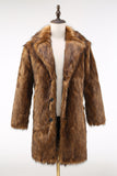 Manteau long en peau de mouton marron à revers cranté pour homme avec boutons
