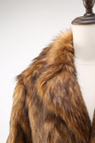 Manteau long en peau de mouton marron à revers cranté pour homme avec boutons