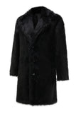 Manteau en fausse fourrure doux noir pour homme