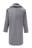 Manteau en fausse fourrure grise pour homme manches longues avec poches