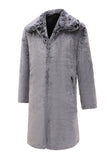 Manteau en fausse fourrure grise pour homme manches longues avec poches