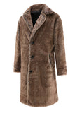Manteau long en fausse fourrure pour homme avec poches