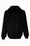 Manteau zippé en fausse fourrure noir d’hiver pour homme