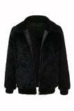 Manteau zippé en fausse fourrure noir d’hiver pour homme
