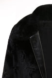 Manteau zippé en fausse fourrure noir d’hiver pour homme