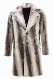 Café Manteau d’hiver en fausse fourrure pour homme mi-long à simple boutonnage