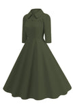 Robe jaune à manches longues à manches longues trapèze midi des années 1950