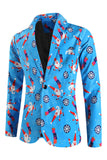 Costume 3 pièces pour homme à revers châle bleu pour Noël