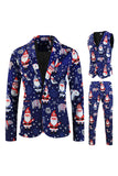 Costume 3 pièces pour homme Père Noël bleu marine pour Noël