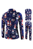 Costume 3 pièces pour homme Père Noël bleu marine pour Noël