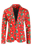 Arbre de Noël vert rouge imprimé 3 pièces costumes de festival pour hommes