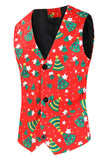 Arbre de Noël vert rouge imprimé 3 pièces costumes de festival pour hommes