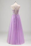 Robe de bal corset perlée lilas scintillante