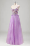 Robe de bal corset perlée lilas scintillante