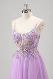 Robe de bal corset perlée lilas scintillante