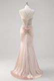 Blush Spaghetti bretelles Sirène Corset Perlé Robe de Bal Longue