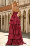 Princesse Basque verte à la taille, robe de bal longue à volants à volants avec perles