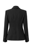 Noir Brillant Noir Cranté Revers Strass Femmes Blazer de fête