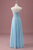 Bleu ciel Une ligne spaghetti bretelles volants Robe de demoiselle d’honneur junior
