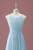 Bleu ciel Une ligne spaghetti bretelles volants Robe de demoiselle d’honneur junior