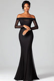 Robe formelle noire en maille fourreau à épaules dénudées