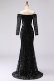 Robe formelle noire en maille décollée et dentelle à fourreau décollé