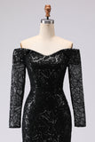 Robe formelle noire en maille décollée et dentelle à fourreau décollé