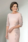 Robe longue mère de la mariée sirène champagne demi-manches longues