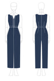 Combinaison Marine Appliques Mousseline de soie Manches longues Col carré Mère de la mariée Ensembles
