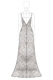 Robe formelle à paillettes argentées scintillantes à paillettes