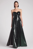 Robe longue formelle scintillante vert foncé Sweetheart