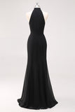 Dos nu Noir à volants Sirène Robe longue formelle avec fente