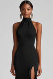 Dos nu Noir à volants Sirène Robe longue formelle avec fente