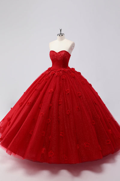 ZAPAKA Femmes Scintillant Rouge Quinceanera Robe Robe de Bal Sans ...