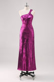 Robe formelle fourreau fuchsia à une épaule