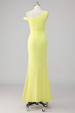 Simple Mermaid Lemon Robe longue formelle à une épaule