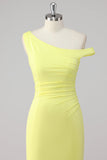 Simple Mermaid Lemon Robe longue formelle à une épaule