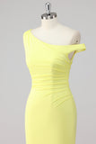 Simple Mermaid Lemon Robe longue formelle à une épaule