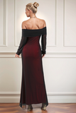 Noir Rouge Robe Formelle Fourreau Épaules Dénudées
