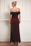 Noir Rouge Robe Formelle Fourreau Épaules Dénudées