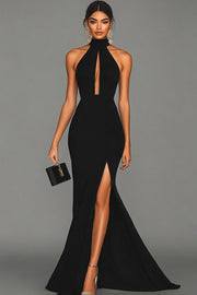 Robe Deep V dos nu à paillettes fendue et moulante en satin Robe Deep V dos nu à paillettes fendue et moulante en satin