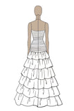 Robe formelle à volants en tulle sans bretelles noir