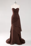 Robe formelle à volants froncés marron foncé