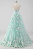 Robe de bal princesse menthe bustier tulle Quinceanera Robe avec fleurs 3D