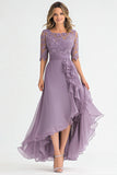 Elégant gris violet une ligne tulle mère de la mariée robe à volants